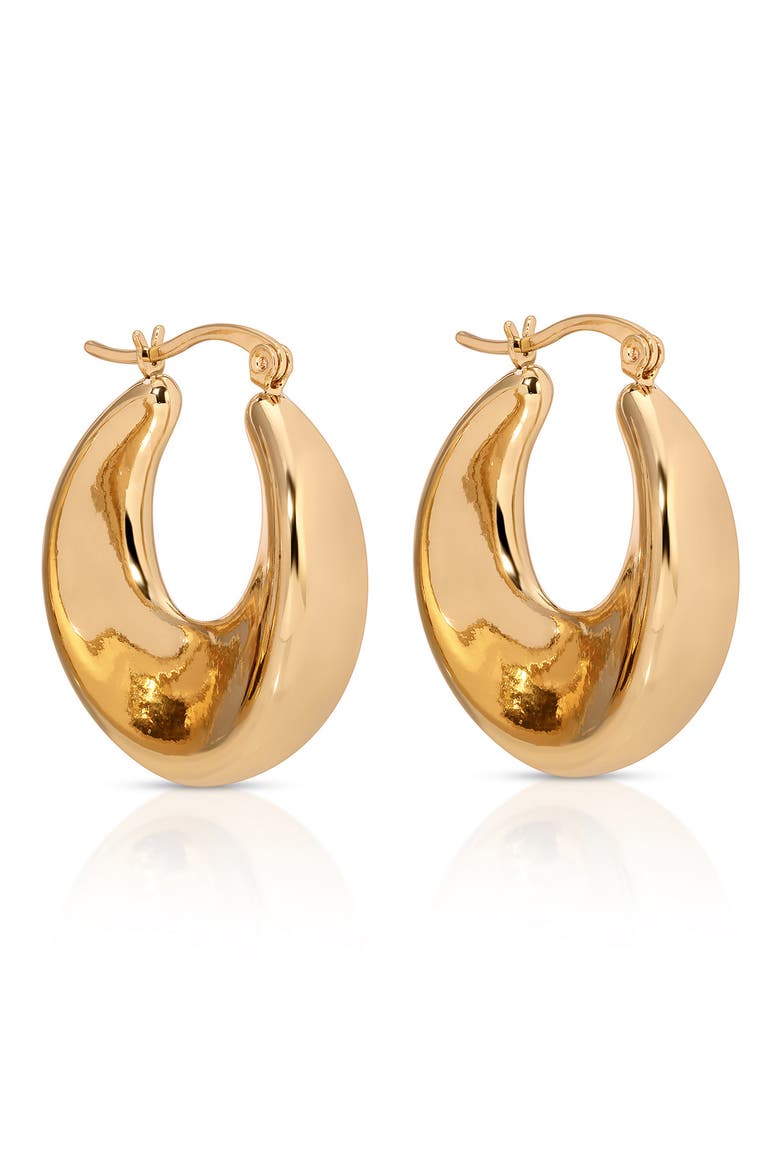 Smooth Crescent Hoop Earrings, Alternate, color, GOLD