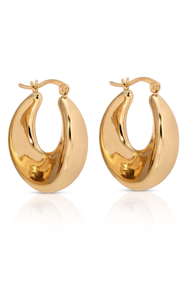 Ettika Smooth Crescent Hoop Earrings, Alternate, color, Gold