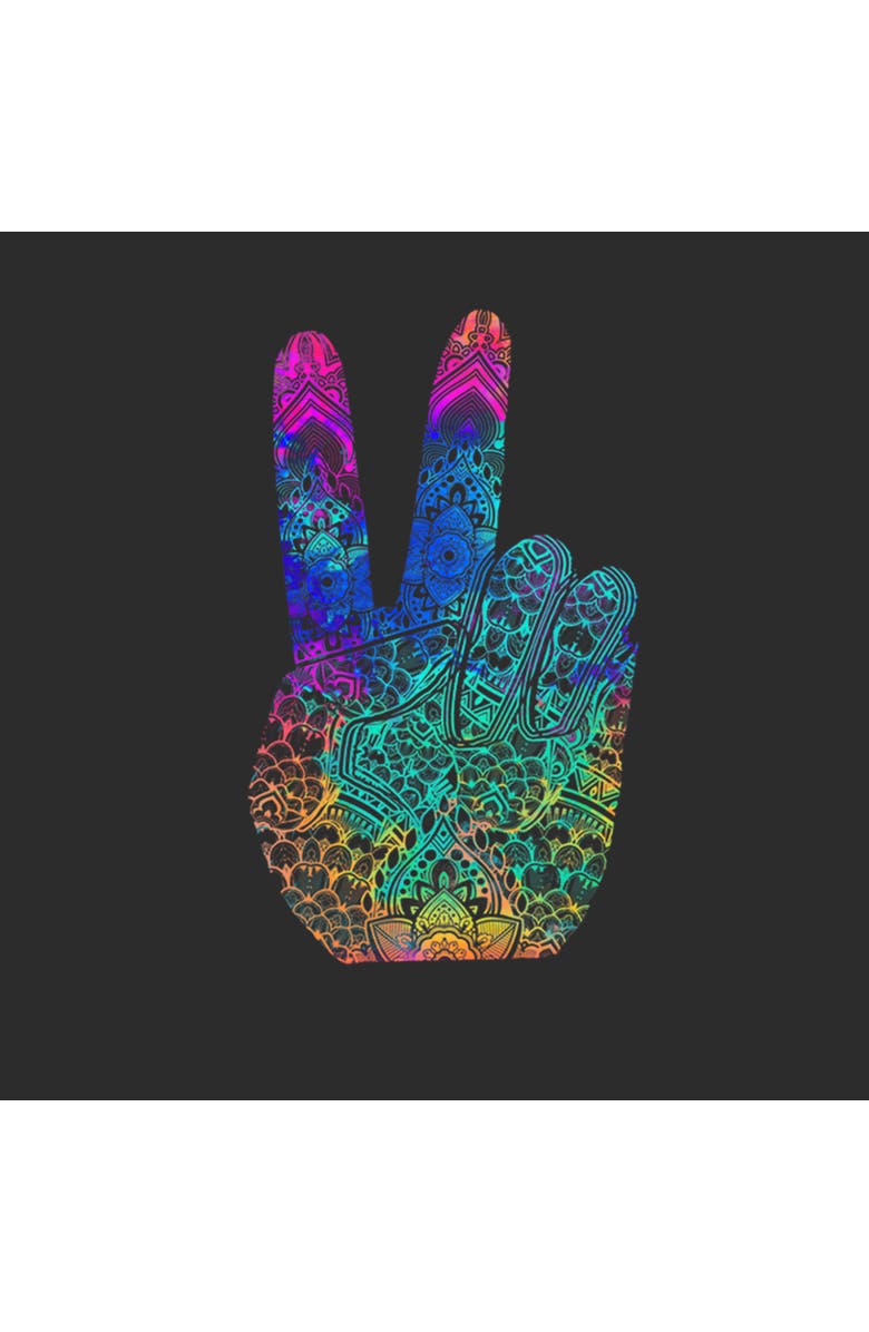 Lost Gods Girl's Lost Gods Rainbow Henna Peace  Graphic T-Shirt, Alternate, color, Black