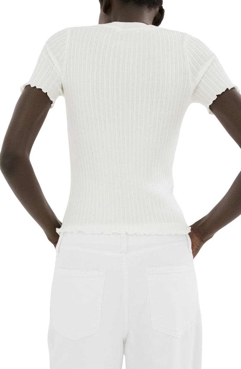 MANGO Cotton Blend Rib T-Shirt, Alternate, color, Ecru