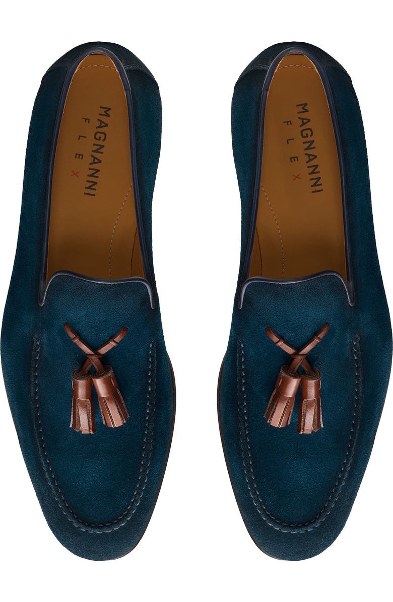Magnanni Dion Tassel Loafer, Alternate, color, Navy Suede