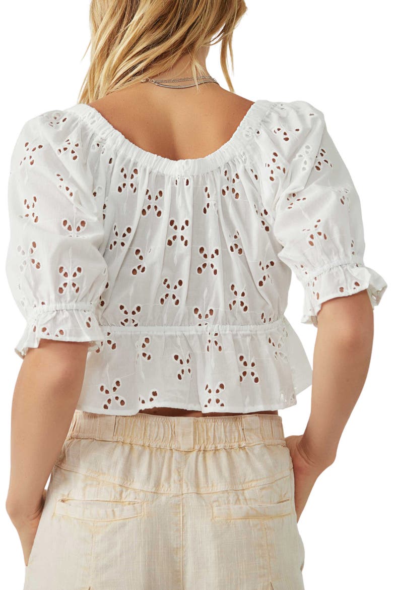 Gardenia Eyelet Crop Top, Alternate, color, OPTIC WHITE