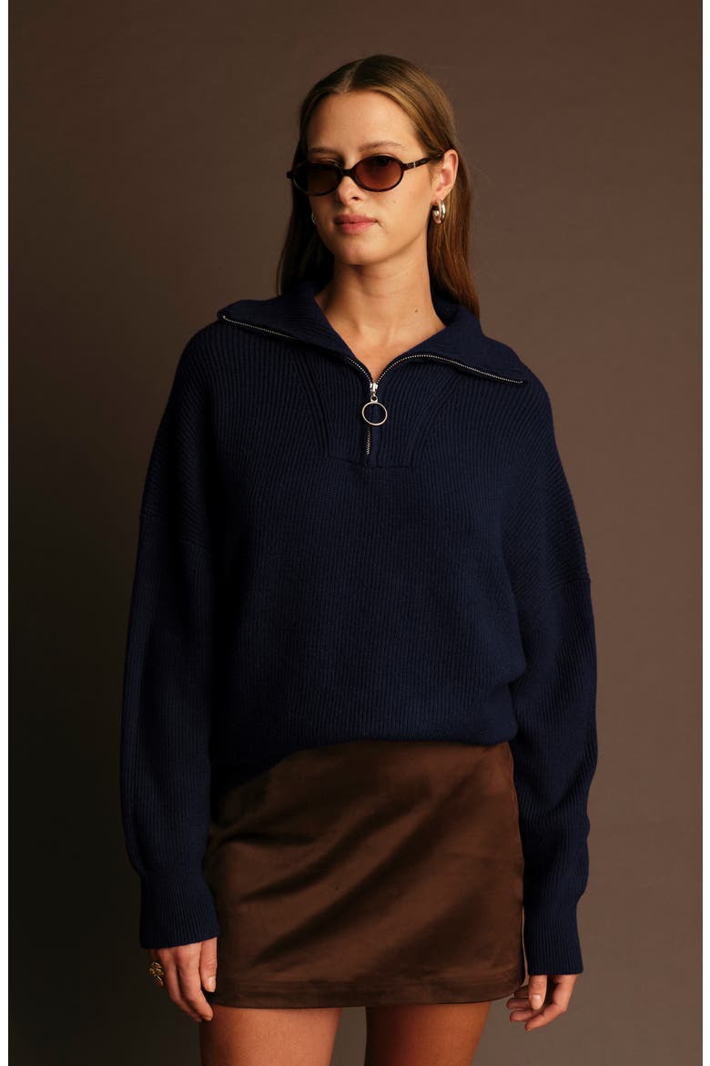 Spencer Half Zip Sweater, Alternate, color, BLUE MELANGE