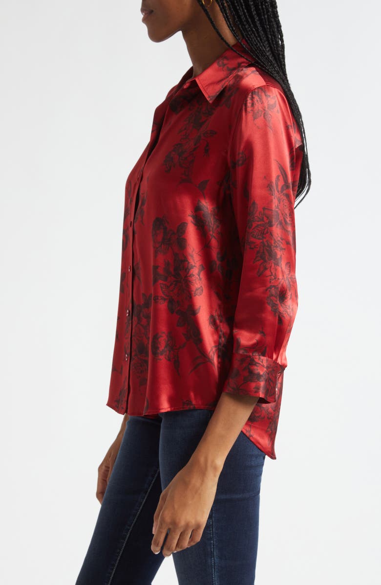 L'AGENCE Dani Floral Print Silk Button-Up Shirt, Alternate, color, Painterfly Flower