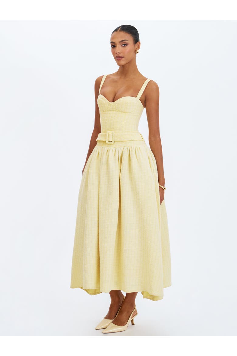 Tiana Sweetheart Belted Midi Dress, Alternate, color, Yellow