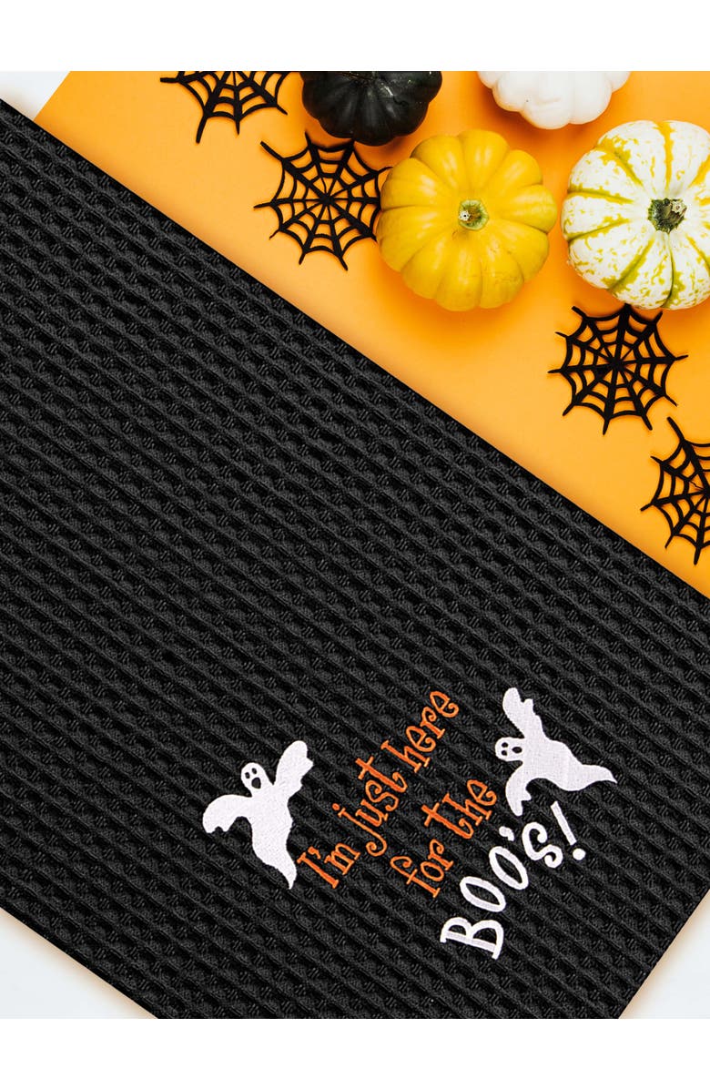 C&F Home I'm Just Here For Boo's Halloween Cotton Waffle Weave Kitchen Towel Decor Decoration, Alternate, color, Black