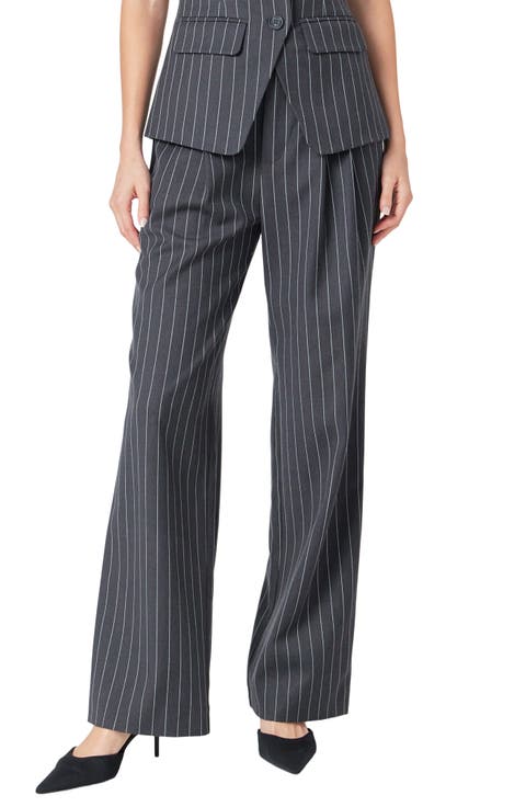 Pinstripe High Waist Trousers
