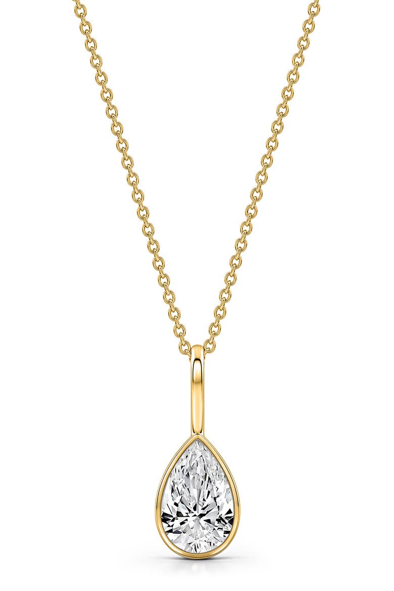 WaterDrop Lab Grown Diamond Pendant Necklace, Main, color, 14K YELLOW GOLD