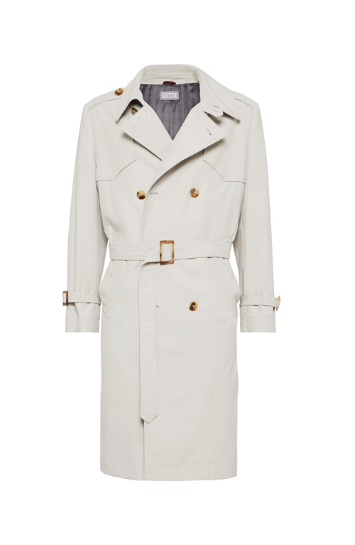 Brunello Cucinelli Water Resistant Trench Coat In Cool Beige