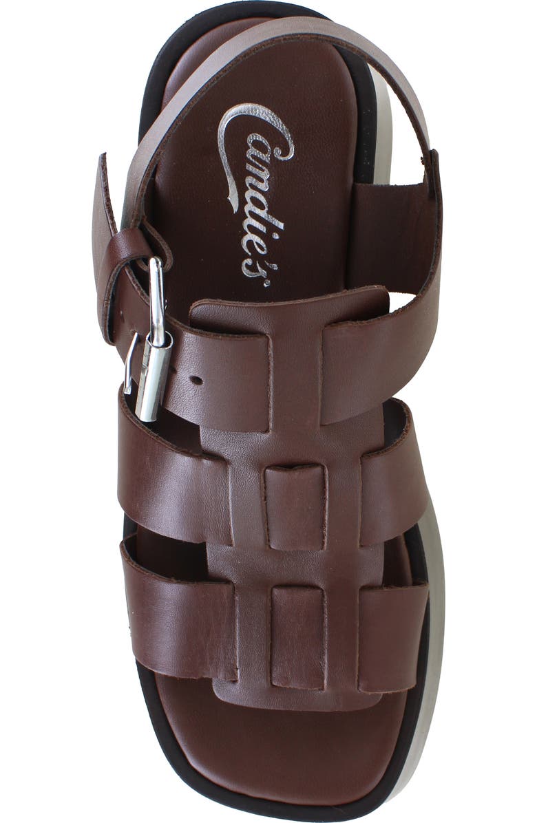 Candie's Laura Platform Sandal, Alternate, color, Brown Leather