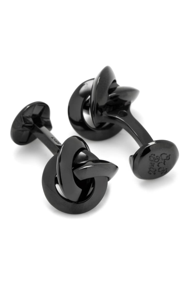 Black Knot Cuff Links, Alternate, color, BLACK
