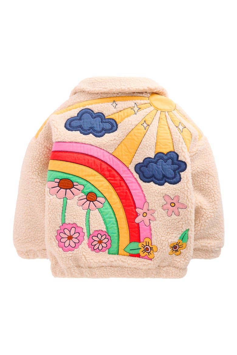 Kids' Collared High-Pile Fleece Jacket, Alternate, color, IVORY BORG LOGO