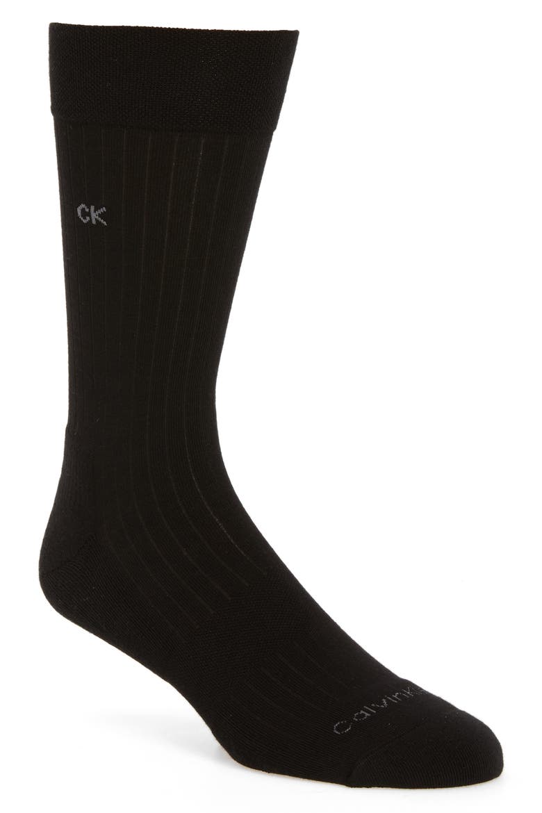Solid Dress Socks, Main, color, BLACK