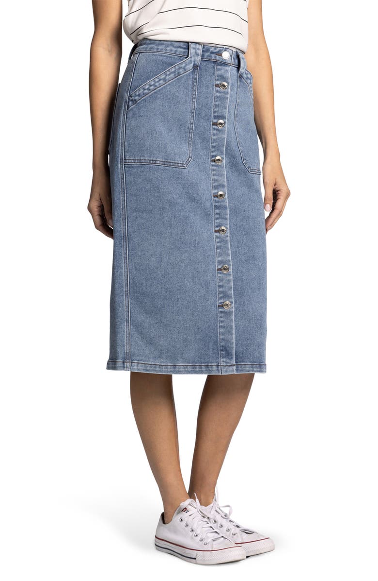 Thread & Supply Shania Button Front Denim Skirt, Alternate, color, Bobbie Wash