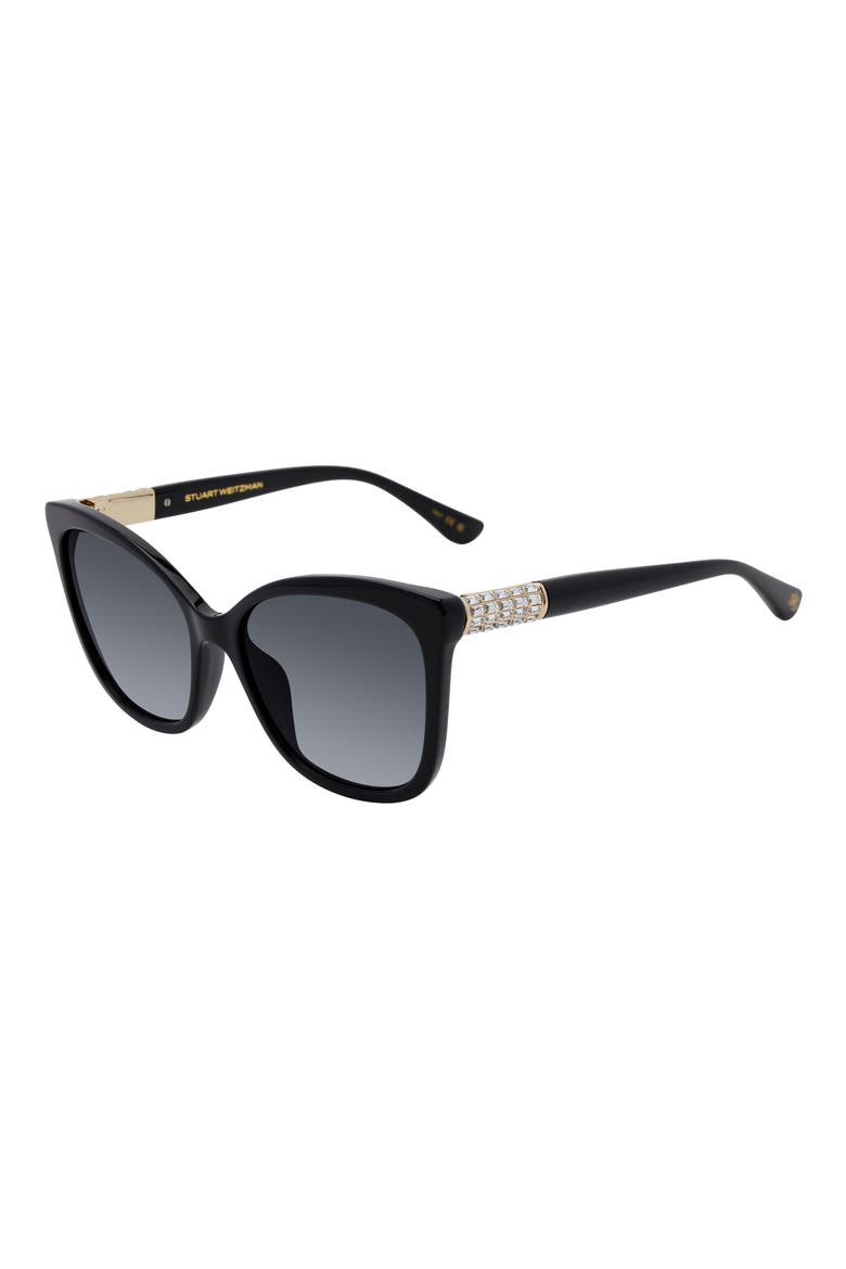 56mm Gradient Butterfly Sunglasses, Alternate, color, BLACK
