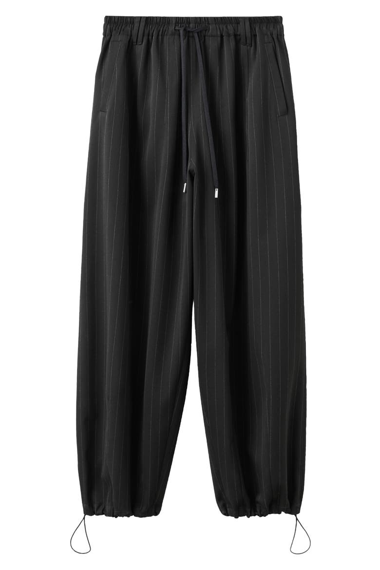 Pinstripe Balloon Pants, Alternate, color, BLACK
