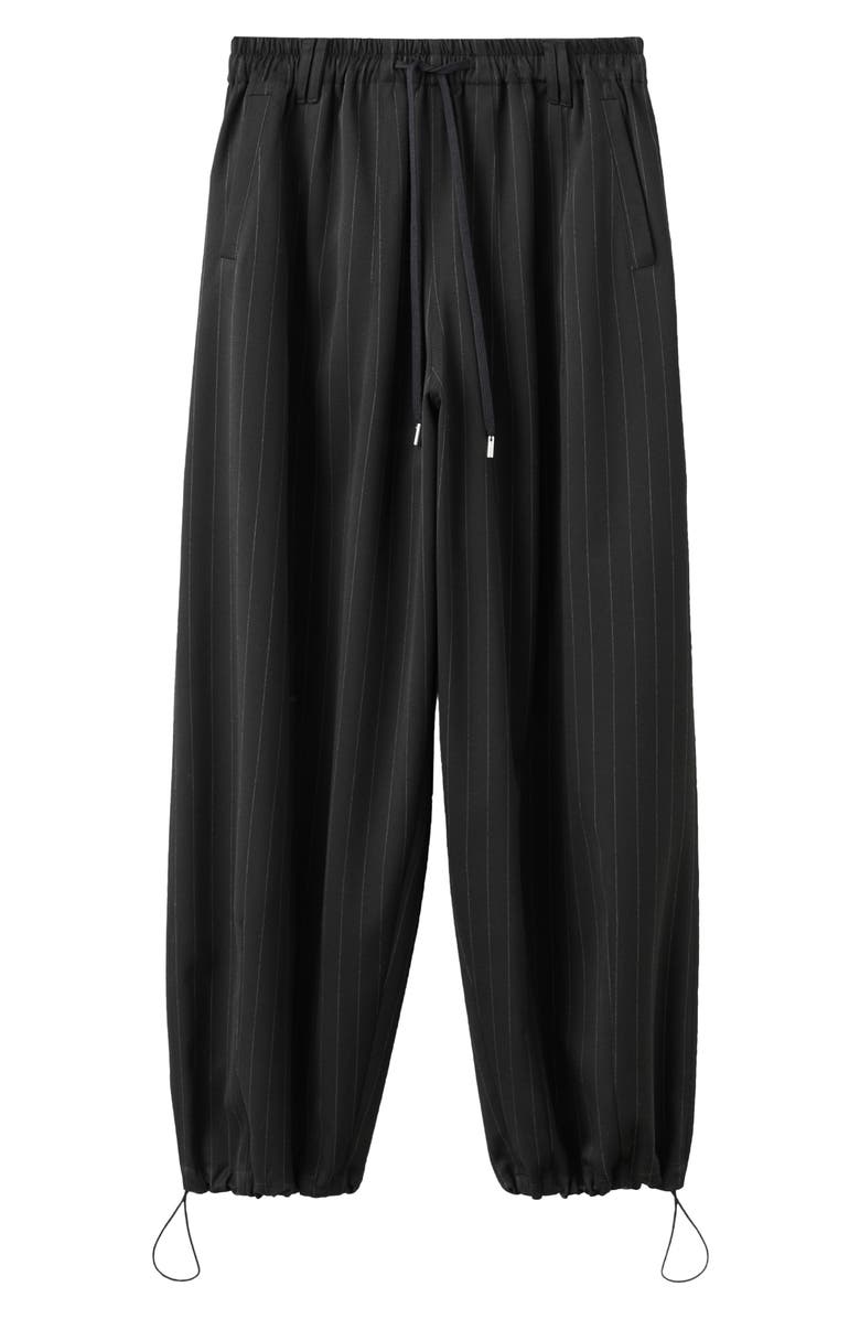 MANGO Pinstripe Balloon Pants, Alternate, color, Black