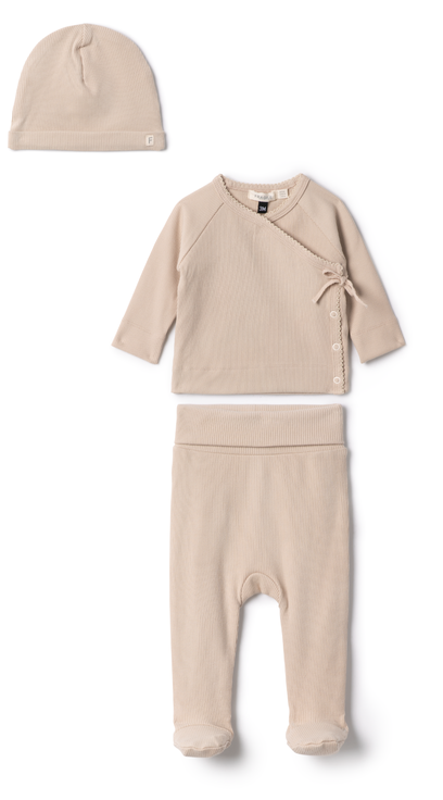 Girl Ribbed Wrap Long Sleeve Top, Leggings and Hat Set (Baby)