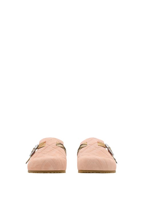 Burberry Urchin Calf Suede Slide Clogs In Pink