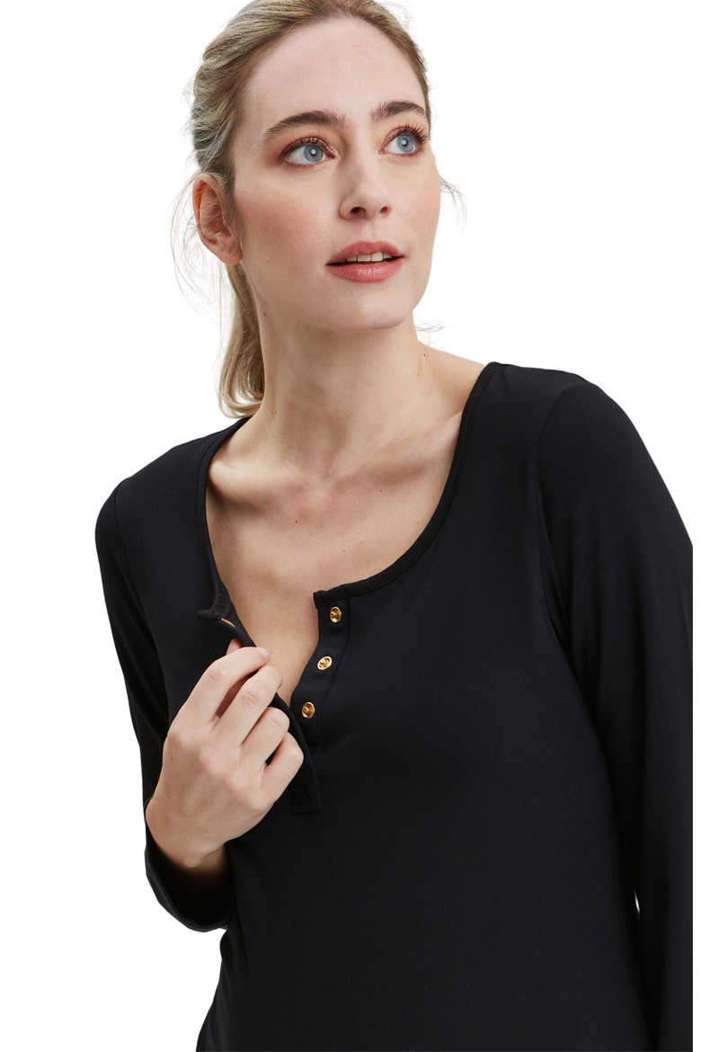 Heart On My Sleeve Maternity & Nursing Nightgown, Alternate, color, BLACK