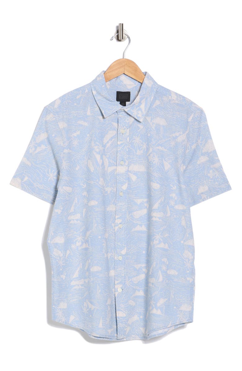 14th & Union Marina Short Sleeve Button-Up Shirt, Alternate, color, Blue Skyway Marina Print
