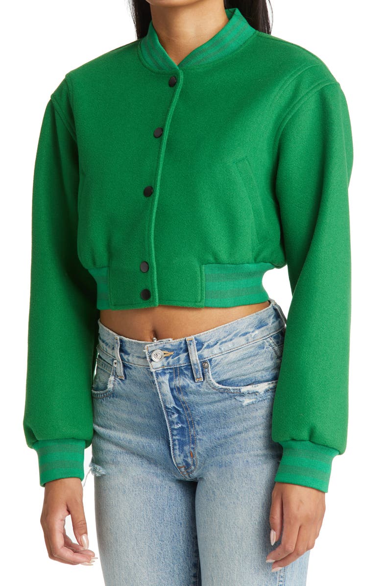 AZALEA WANG Crop Bomber Jacket, Alternate, color,