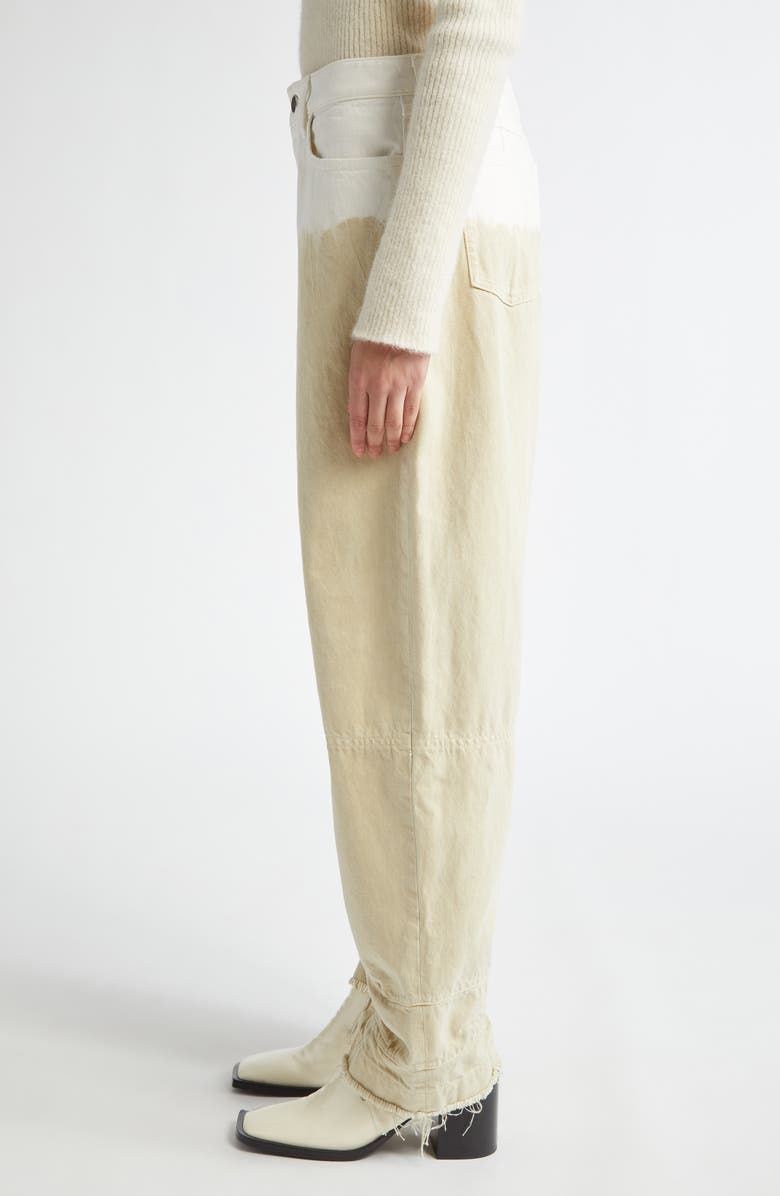 Jil Sander Two-Tone Raw Hem Jeans, Alternate, color, Almond