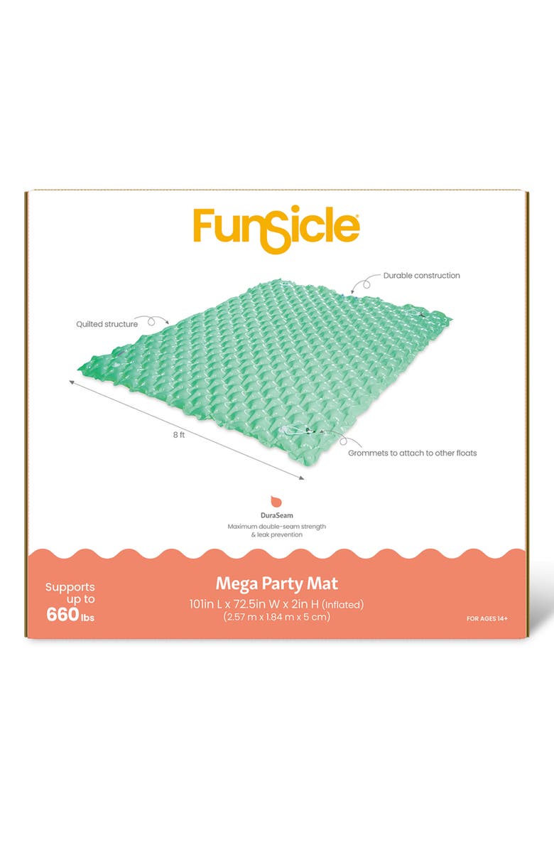Funsicle Mega Party Mat Fresh Mint, 8 foot Inflatable Pool & Water Float, Alternate, color, Green