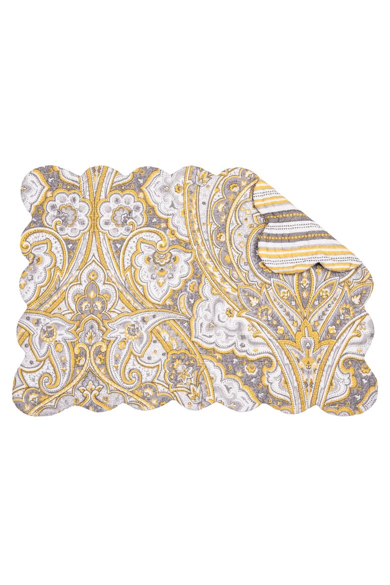 Shay Damask Placemats Set of 6 13" x 19", Alternate, color, Orange