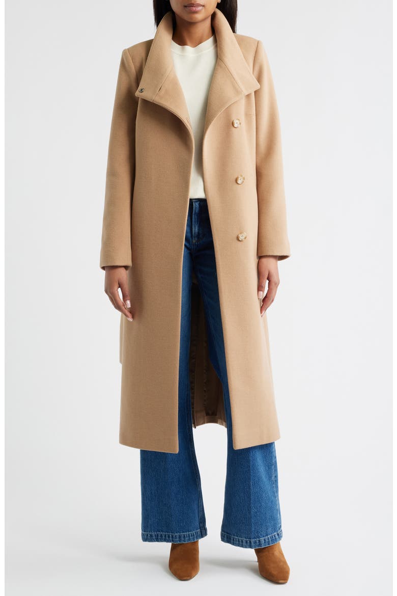 Stand Collar Wrap Coat, Alternate, color, CAMEL