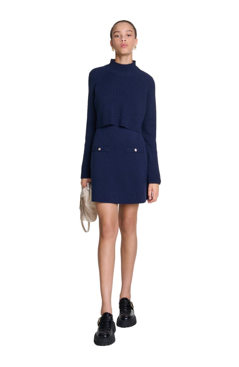 maje Knit 2-in-1 short dress, Main, color,