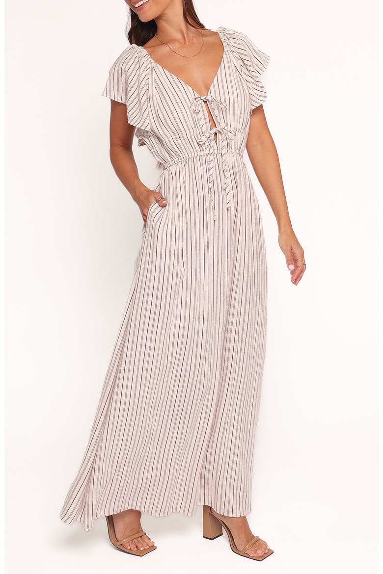 Martin Stripe Cap Sleeve Maxi Dress, Alternate, color, CHERRY RED STRIPE