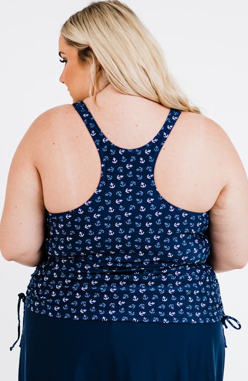 Calypsa Plus Size Maya Tankini Swim Top With Built-in Bra In Blue