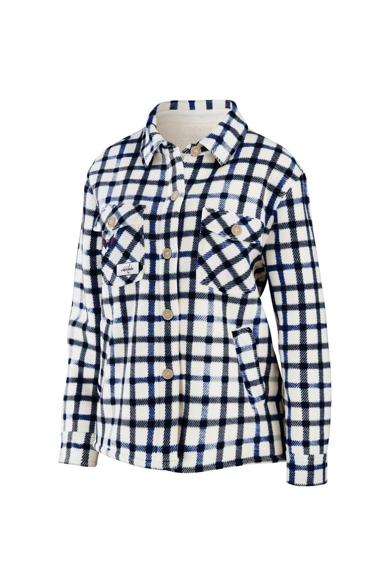Women's WEAR by Erin Andrews Oatmeal Washington Capitals Plaid Button-Up Shirt Jacket, Alternate, color, Oatmeal