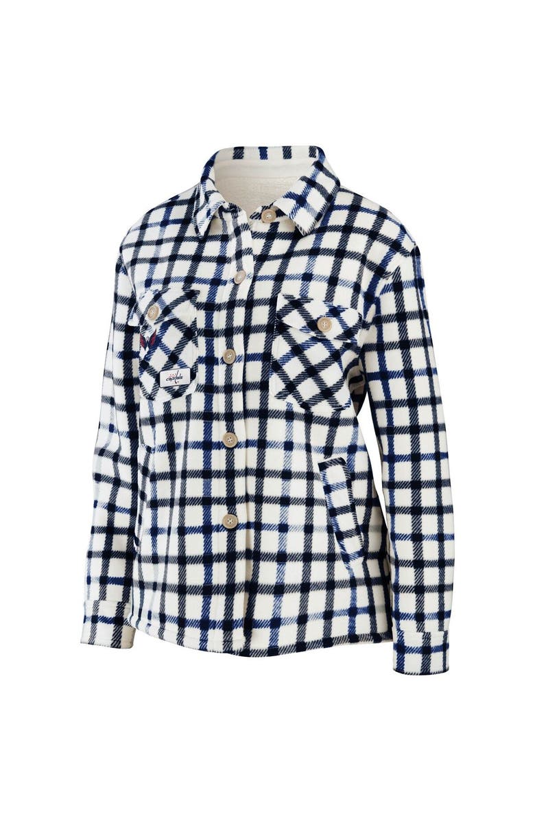 WEAR by Erin Andrews Women's WEAR by Erin Andrews Oatmeal Washington Capitals Plaid Button-Up Shirt Jacket, Alternate, color, Oatmeal