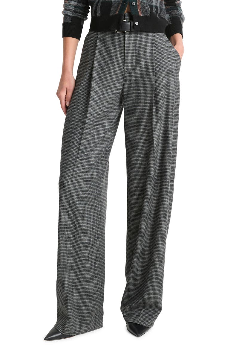 Microcheck High Waist Wide Leg Pants, Main, color, MICRO CHECK