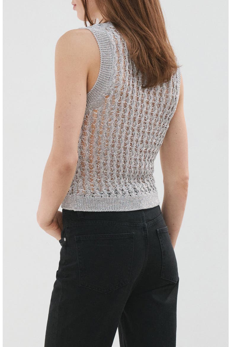 Open Stitch Knit Sweater Vest, Alternate, color, GREY