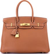 Pre-Owned Hermes Birkin Handbag Brown Togo with Gold Hardware 30
