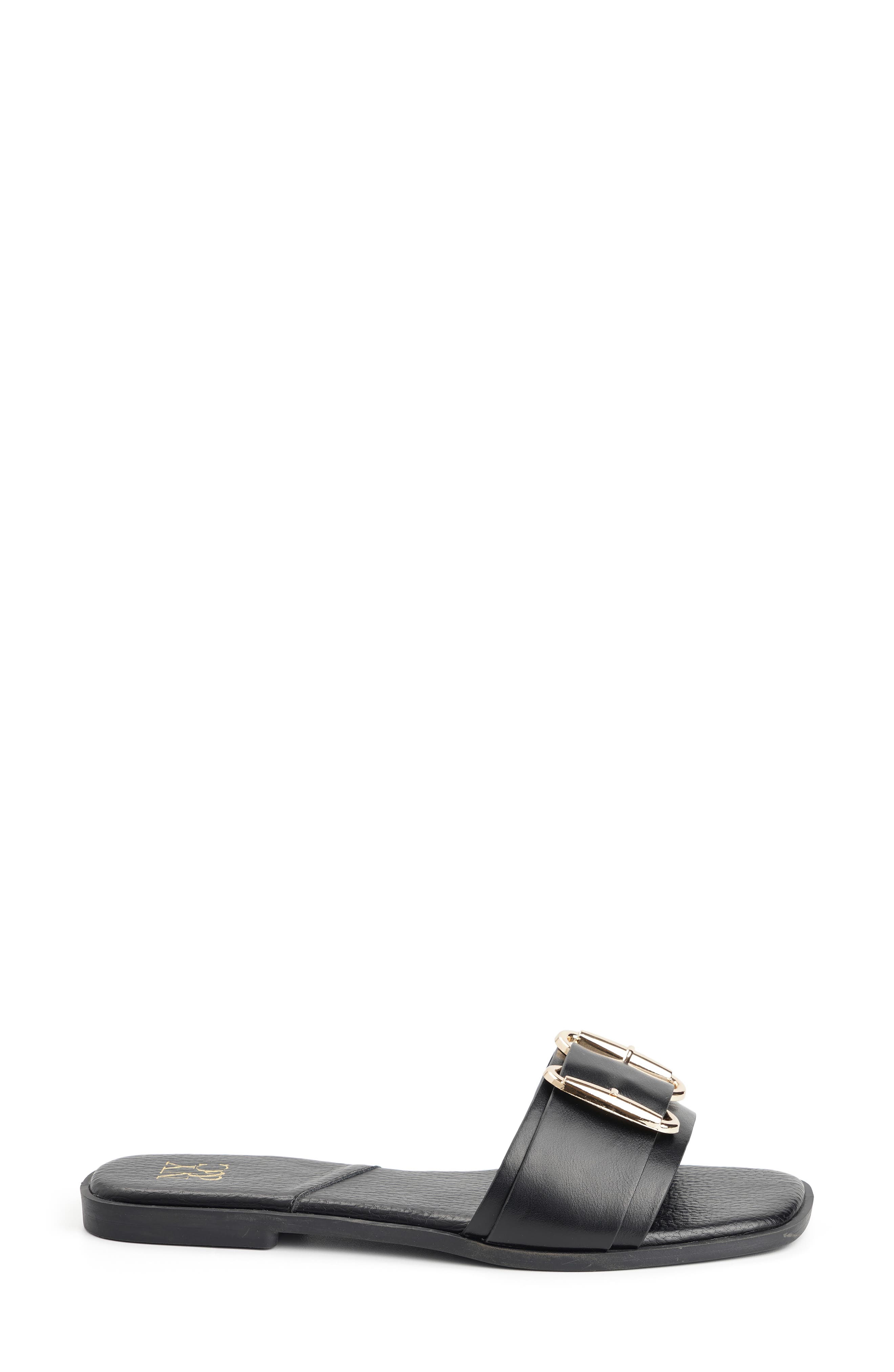 NEW YORK AND COMPANY Wenda Buckle Slide Sandal, Alternate, color, Black