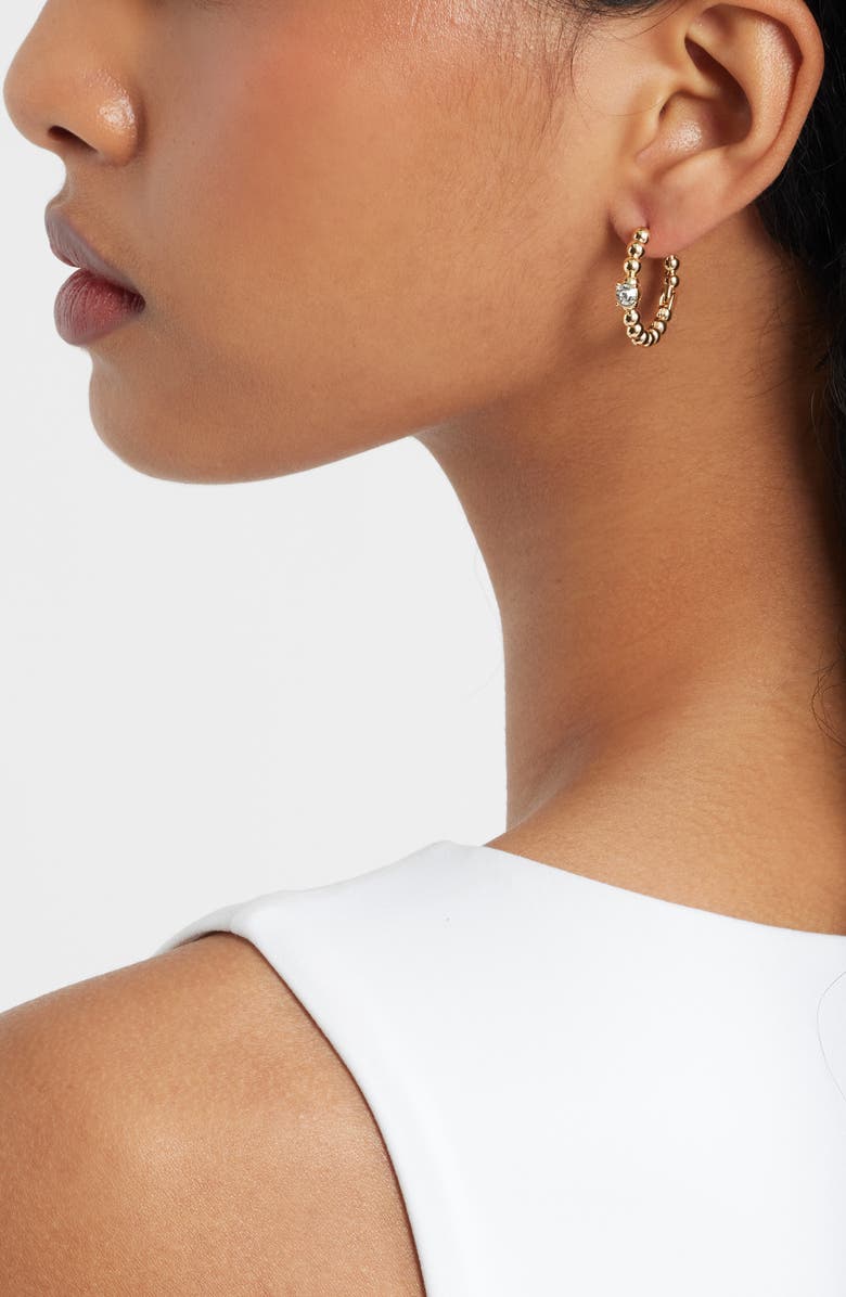 Open Edit 3 Pairs Twisted Metal Huggie Hoop Earrings, Alternate, color, Clear- Gold