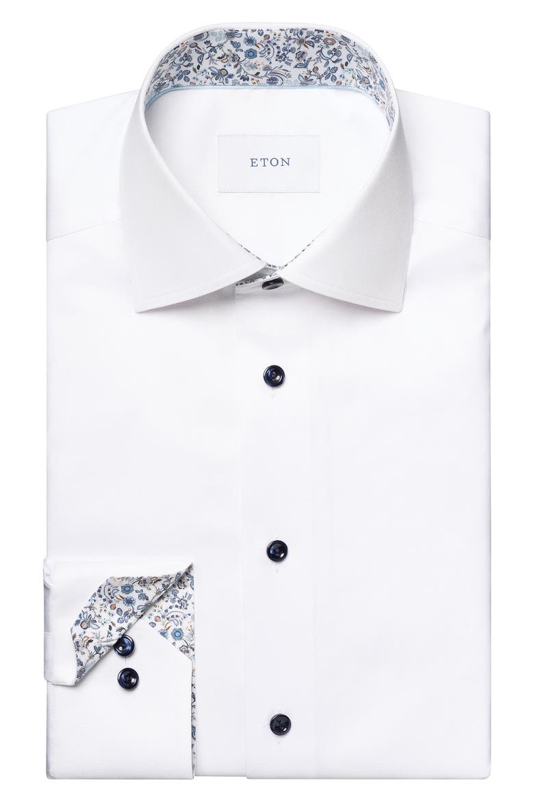 Contemporary Fit Twill Dress Shirt, Main, color, WHITE