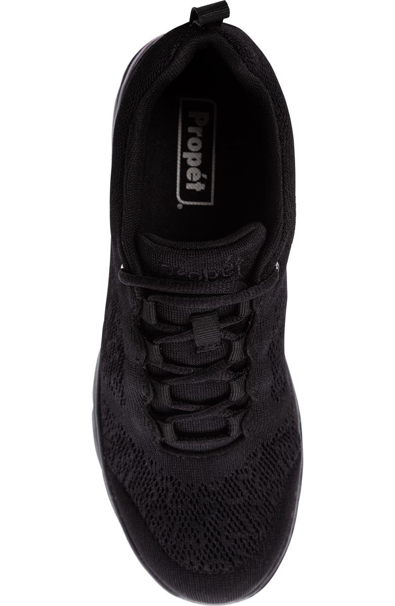 Propét TravelActiv Knit Lace-Up Sneaker, Alternate, color, All Black Fabric