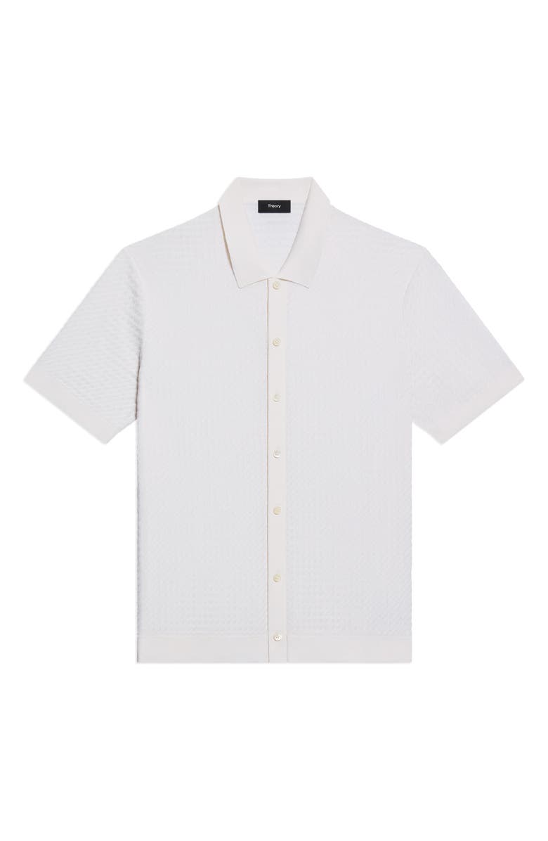 Theory Cairn in Cotton Short Sleeve Shirt, Alternate, color, Ivory