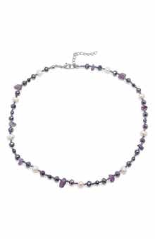 Freshwater Pearl & Amethyst Beaded Necklace