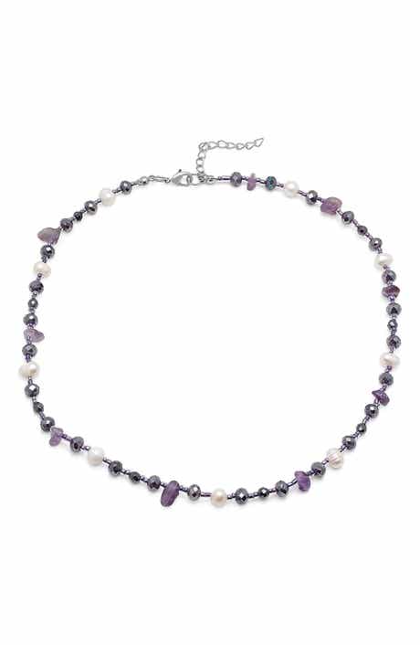 Freshwater Pearl & Amethyst Beaded Necklace