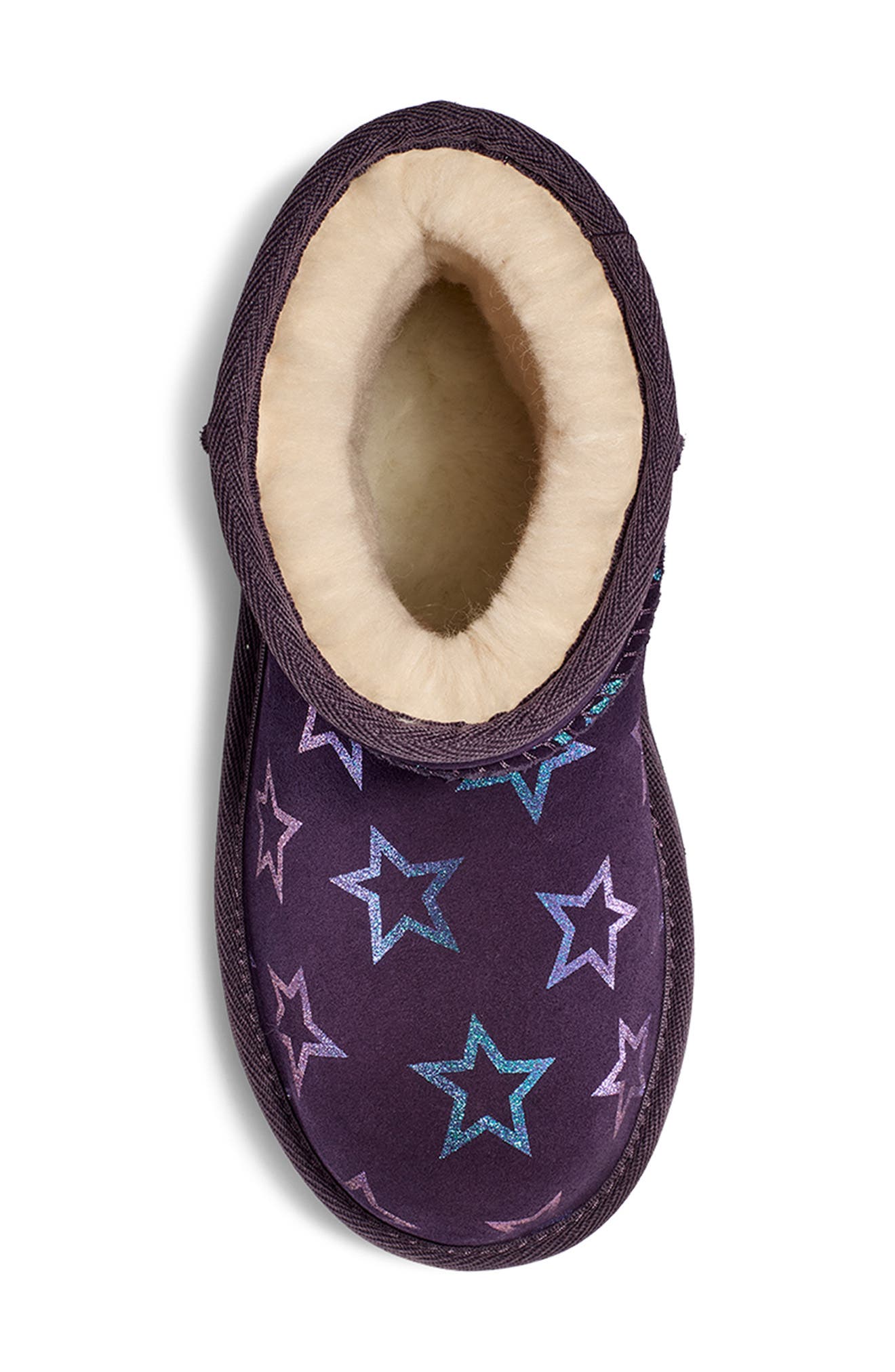 UGG<sup>®</sup> Kids' Classic II Iridescent Stars Boot, Alternate, color, Nightshade / Purple Iridescent