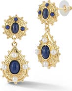 CHLOE AND MADISON Faux Pearl & Resin Stone Drop Earrings