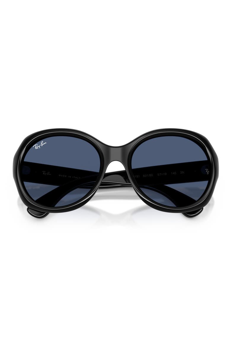 57mm Round Sunglasses, Alternate, color, BLACK