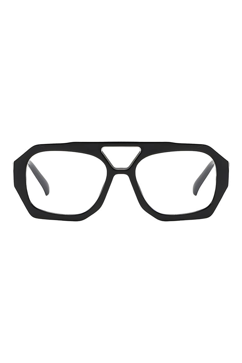 Sutton 57mm Aviator Blue Light Blocking Glasses, Main, color, BLACK/ CLEAR