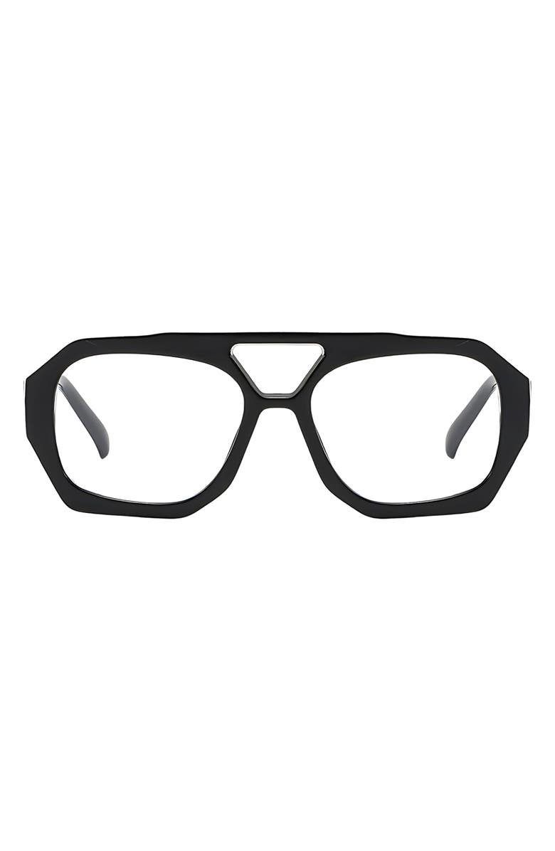 Fifth & Ninth Sutton 57mm Aviator Blue Light Blocking Glasses, Main, color, Black/ Clear